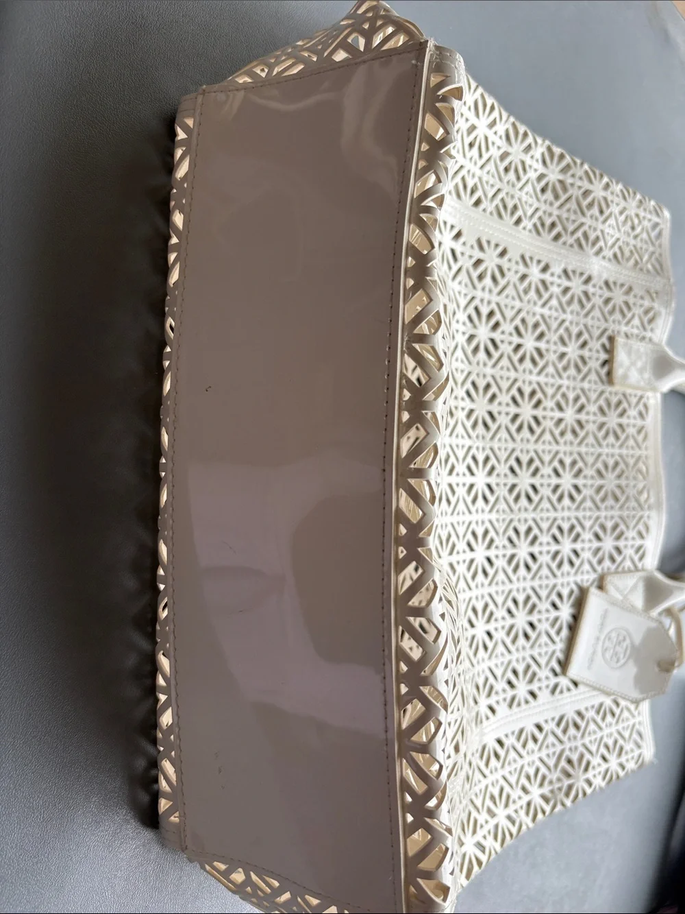 Tory Burch White Laser-Cut Tote
